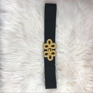 Vintage | Black Stretch Belt w/ Golden Buckle